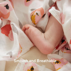 Momcozy Muslin Swaddle floral pattern in neutral tones