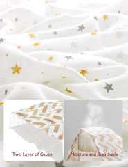 Momcozy swaddle blanket features unisex colors for matching any nursery.