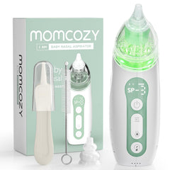 Momcozy nasal aspirator with baby for gentle nasal cleaning on the go