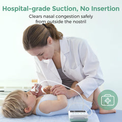 Momcozy nasal aspirator uses BPA-free chamber to protect tiny noses.