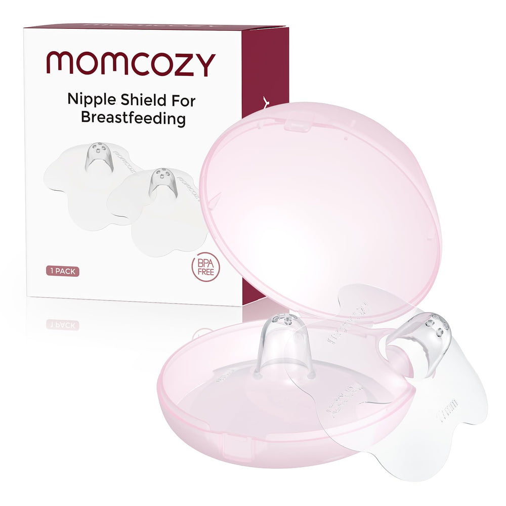 Momcozy nipple shield with flower surface for 24mm size enhances skin fit and milk flow.