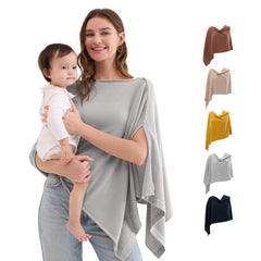 Momcozy nursing cover privacy poncho provides discreet breastfeeding on the go.