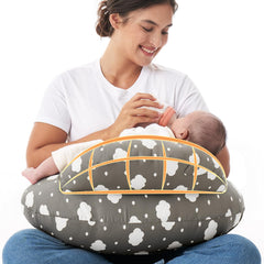 Momcozy Original Nursing Pillow with Safety Fence provides secure feeding and comfort.