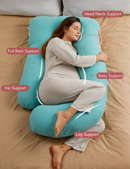 Momcozy pillow with cotton removable cover for breathable, easy-clean comfort.