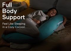 Momcozy 57x28x9 pillow dimensions for customized support.