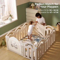 Momcozy Forest World play mat folded for easy travel.