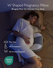 Momcozy Plus W-Shape Pillow with a 30-degree incline for better spinal alignment.