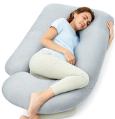 Momcozy pregnancy pillow cooling cover supports cool, comfortable sleep for the whole night