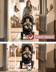 Close-up of breathable mesh in Momcozy gate for airflow