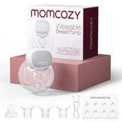 Momcozy S9 Pro wearable pump with LED display for quick mode checks.