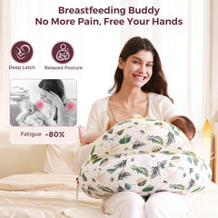 Momcozy safety fence nursing pillow extended arm support for comfortable hands-free feeding