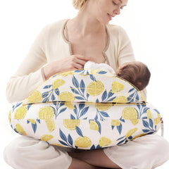 Momcozy safety fence nursing pillow supports baby securely during feeding for a calmer session.
