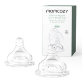 Momcozy soft baby nipple with natural flow mimics breastfeeding for smoother latch.