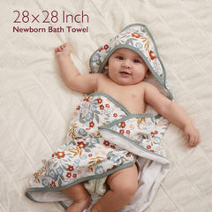 Momcozy soft viscose-cotton towel delivers gentle, absorbent drying for newborns.