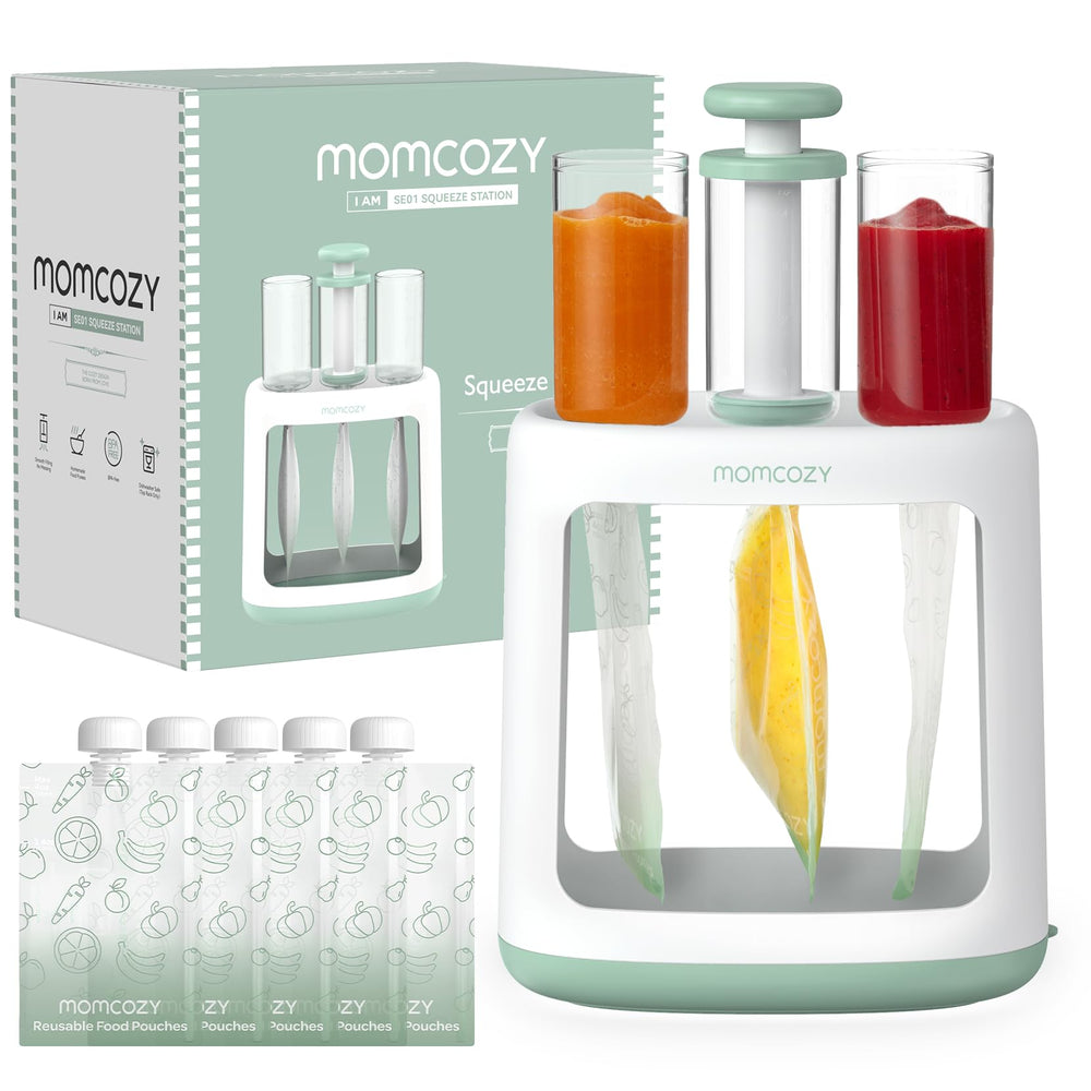 Momcozy Squeeze Station demonstrates mess-free filling for clean counters.