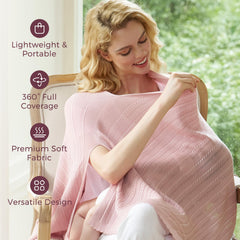 Momcozy ultra-light nursing cover pink color draped for discreet feeding.