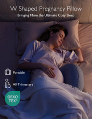 Momcozy W Shape pillow with adjustable belly wedge demonstrating customizable fit.