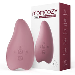 Momcozy warming lactation massager front view showing compact design for quick relief