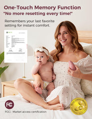 Smart memory function resumes last heat and vibration settings on Momcozy massager