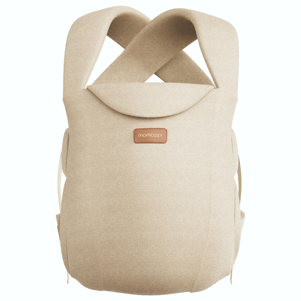 Momcozy WeeSnug newborn carrier in khaki, lightweight comfort for daily bonding.