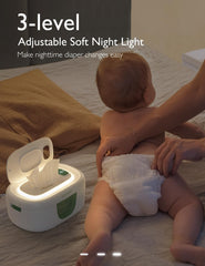 Momcozy Wipe Warmer Night Light guides nighttime diaper changes.