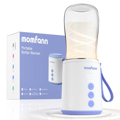 MOMFANN portable bottle warmer on-the-go front view showing compact travel design