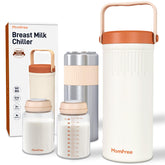 Momfree 22oz cooler in outdoor setting keeps milk chilled on the go.