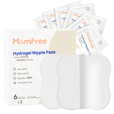 Momfree hydrogel nipple pads packaging shows hygienic, ready-to-use protection.