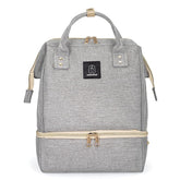 MOMIGO breast pump backpack grey front view, ideal for on-the-go pumping