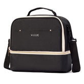 MOMIGO breast pump bag cooler top layer keeps dry items organized for on-the-go pumping.