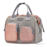 MOMIGO pink diaper bag backpack front view with organized pockets for quick access