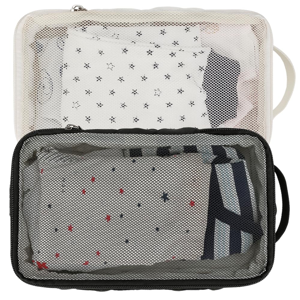 MOMIGO diaper bag organizer 2-pack with zippered compartments for easy access while traveling.