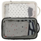 MOMIGO diaper bag organizer 2-pack with zippered compartments for easy access while traveling.