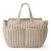 MOMIGO diaper bag tote front view demonstrates ample storage for baby essentials