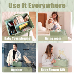 MOMINSIDE diaper caddy open with dividers demonstrates flexible storage for small essentials
