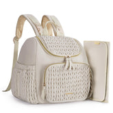 Mommore diaper bag small backpack, front view showing compact organization for quick access