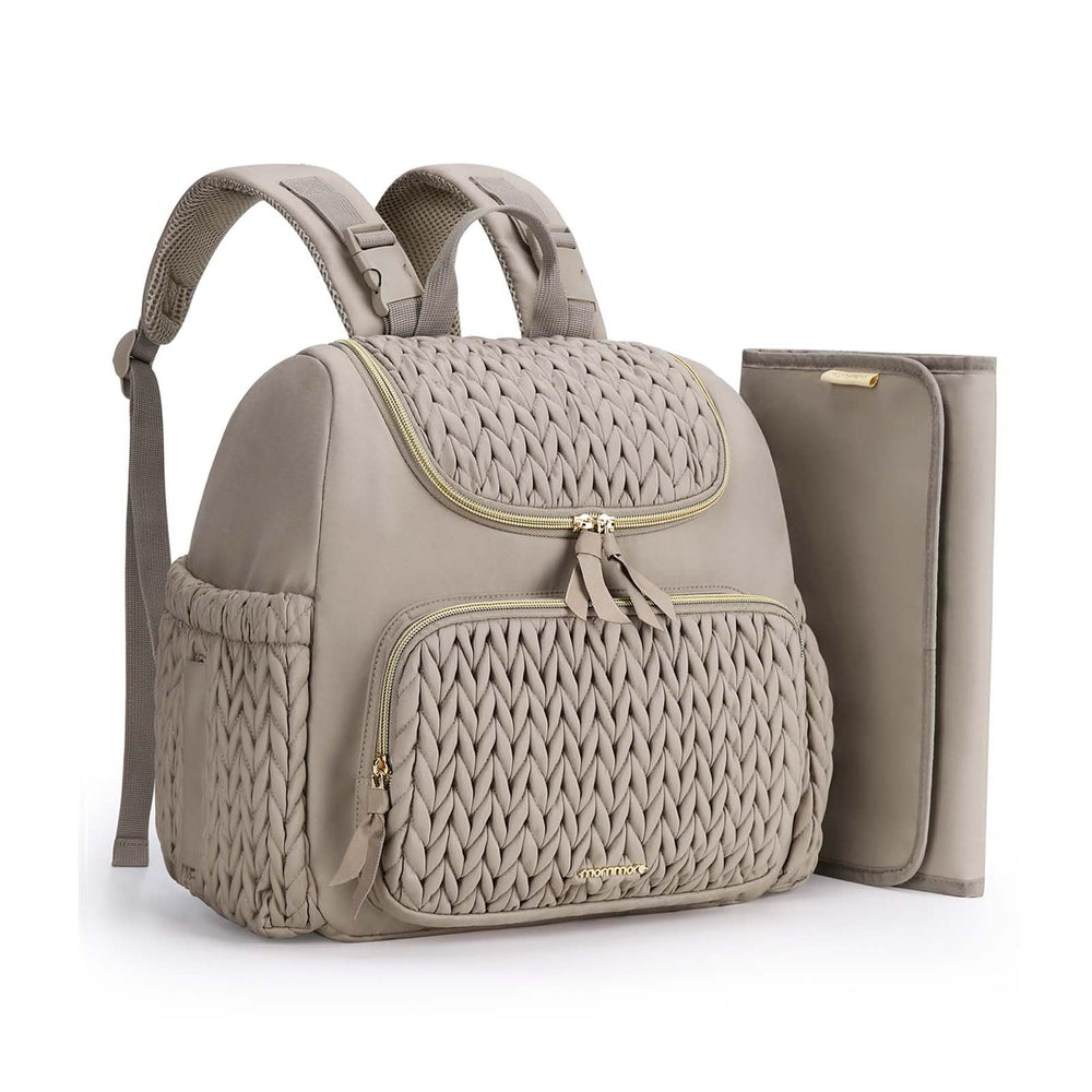 mommore diaper bag small front view showcases organized pockets for quick baby essentials