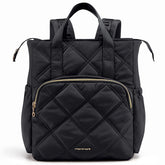 mommore quilted diaper bag backpack front view showing compact design for daily outings