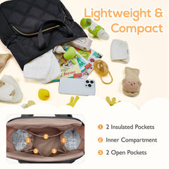 mommore quilted diaper bag backpack insulated compartments for bottles and snacks
