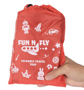 Mommy Brain Creatives Fun N Fly travel tray in blue and red for on-the-go play