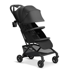 Mompush Velo One-Second Fold for effortless travel and compact overhead bin fit.