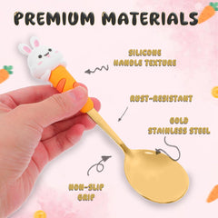 Mom'so cool bunny fork in gold stainless steel for everyday meals.