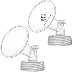 Momstouch 29mm flange attached to Spectrum S1/S2 for easy wide-mouth bottle compatibility and replacement use.