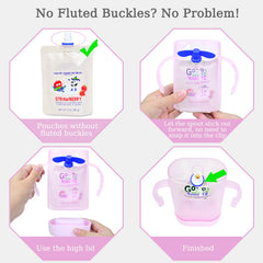 MOMUSE holder with two lids demonstrates flexibility for large and small pouches.
