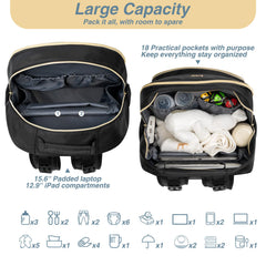 MOMUVO diaper bag stroller straps in use during a stroll.