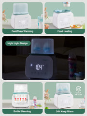 Momyeasy bottle warmer two-bottle chamber enables simultaneous warming.