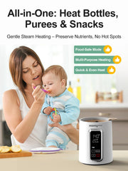 Momyeasy gentle steam heating ensures even warming without hotspots.
