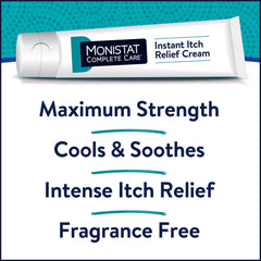 Monistat fragrance-free label emphasizes hypoallergenic formula for sensitive skin.