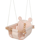 Monkey & Mouse baby swing with cotton canvas frame offers cozy indoor comfort for infants.