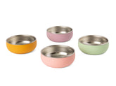 Monkey Proof 5-inch stainless steel baby bowls, four-pack, rugged and unbreakable for kid meals.